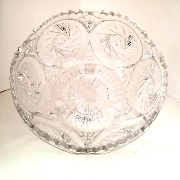 VINTAGE HEAVY LEAD CRYSTAL FOOTED FRUIT BOWL/AMERICAN BRILLIANT PERIOD - Picture 7 of 7
